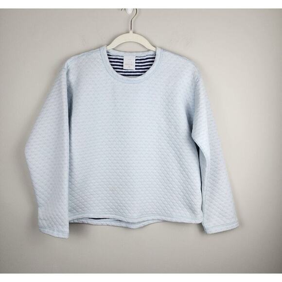 J.Crew Factory Reversible Pullover Sweatshirt XS Blue Striped Quilted NWT Cozy - Picture 6 of 16